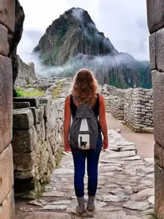 Girl looking at Machupicchu